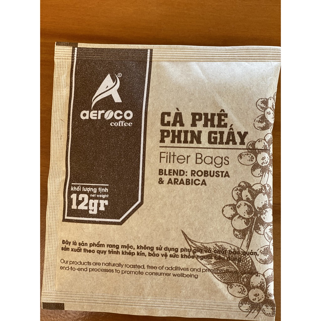 Cà phê phin giấy AEROCO COFFEE nguyên chất 100%, cà phê rang mộc hậu vị ngọt thơm quyến rũ, cafe túi lọc hộp | BigBuy360 - bigbuy360.vn
