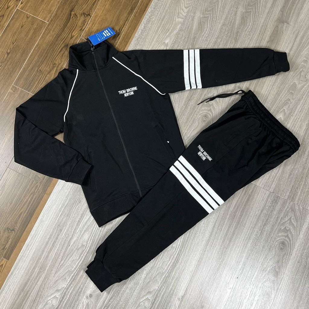 Bộ Quần Áo Nam Nữ, Quần Áo Thom Browne Dày Dặn Cách Điệu Phối Viền - BT001