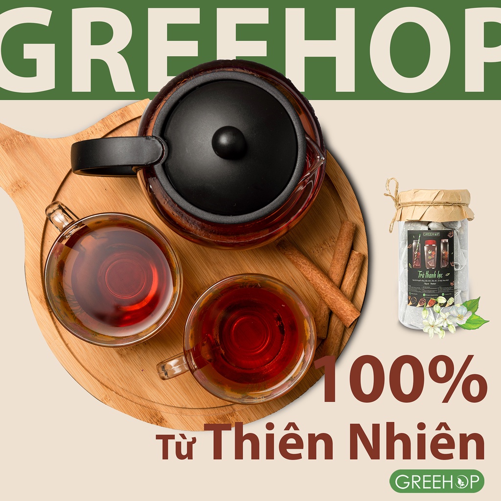 Trà thanh lọc  rang sẵn thủ công GreeHop kết hợp lá nếp hoa nhài giúp thanh nhiệt, giải độc