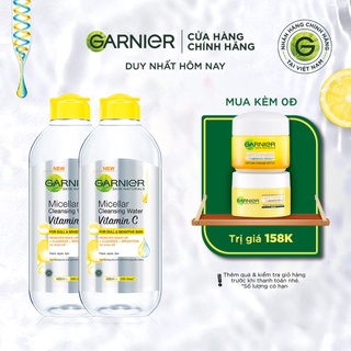 Bộ đôi nước làm sạch và tẩy trang dưỡng sáng da Garnier Micellar Water Vitamin C 400ml