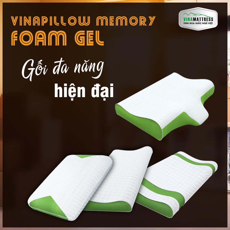 Gối Vinapillow Memory Foam Mixed Vinamattress - Chất liệu Foam êm ái có lớp gel làm mát lạnh