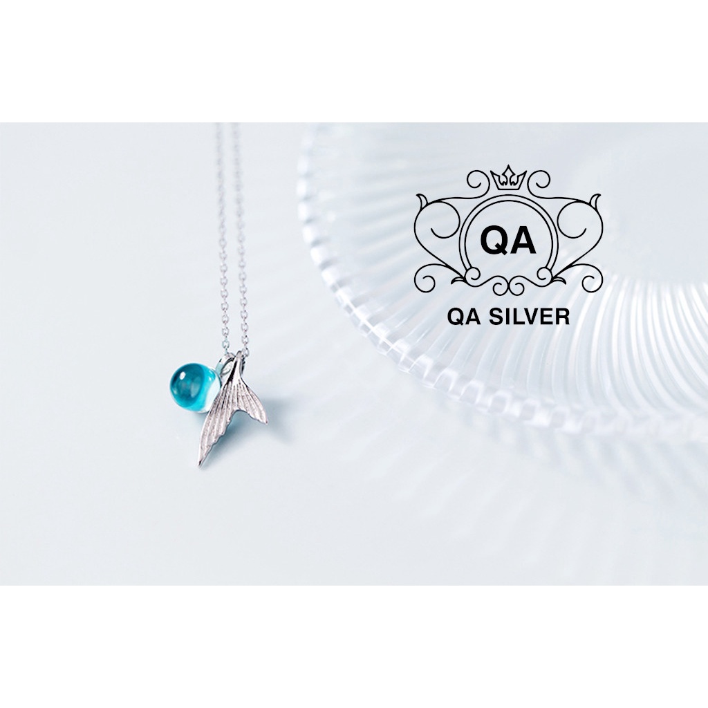 Dây chuyền bạc 925 đuôi cá đá xanh Vòng cổ tiên cá bọt biển S925 MERMAID Silver Necklace QA SILVER NE180802