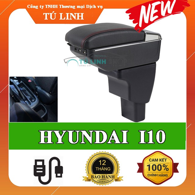 Hộp tỳ tay xe Hyundai I10 cao cấp tích hợp cổng sạc USB - Bảo hành 12 tháng