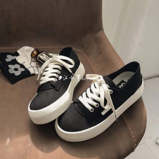 Giày thể thao nữ đế bằng bánh mì basic độn đế vải canvas bata mới hot phong cách retro ulzzang đẹp cá tính đẹp 2021