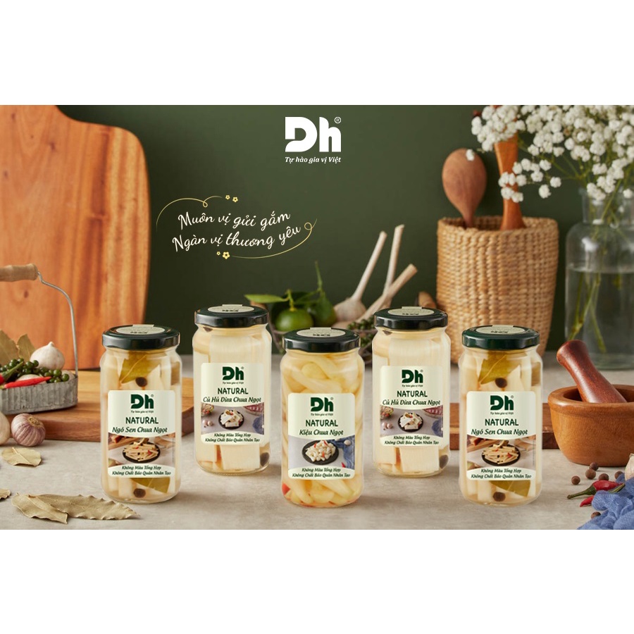Kiệu chua ngọt Natural Dh Foods nêm sẵn thành phần tự nhiên lọ 220gr - DHRAU007