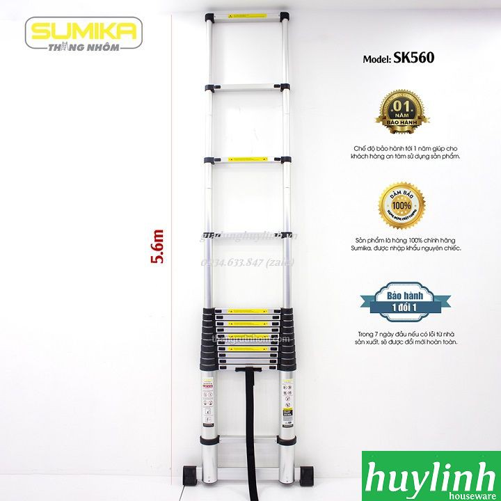 Thang nhôm rút đơn Sumika SK560 - 5.6 mét - tải trọng 300kg