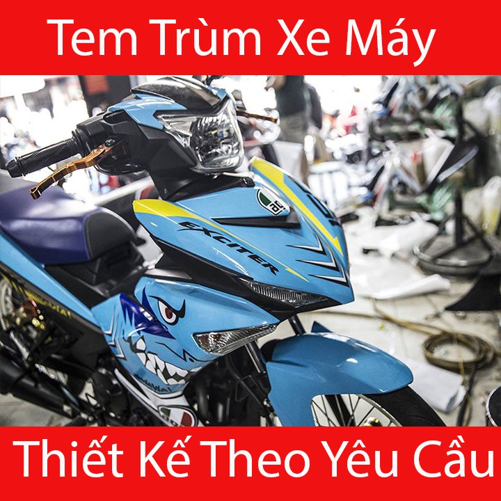 Tem Trùm Exciter 150 Cá Mập Xanh Vàng