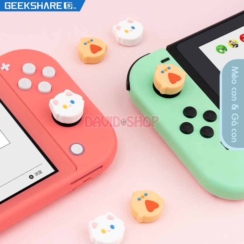 Núm bọc analog Mèo Con &amp; Gà Con hãng Geekshare cho Joy-Con - Nintendo Switch / Lite / OLED