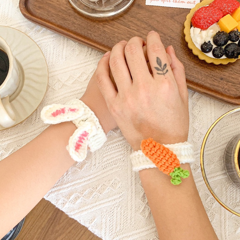 Vòng Đeo Tay Bằng Sợi Dệt Đính Nơ Dễ Thương Xinh Xắn nhẫn thỏ