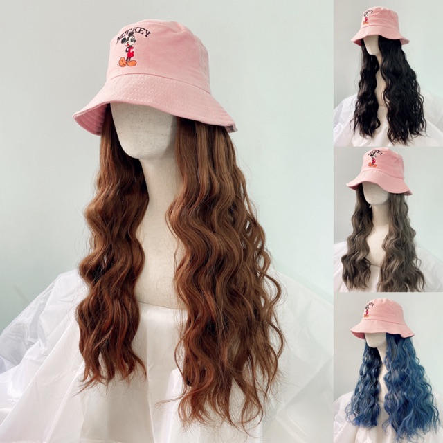 &lt;Ảnh Thật&gt; Mũ Vành Mickey Hồng Tóc Giả Xù