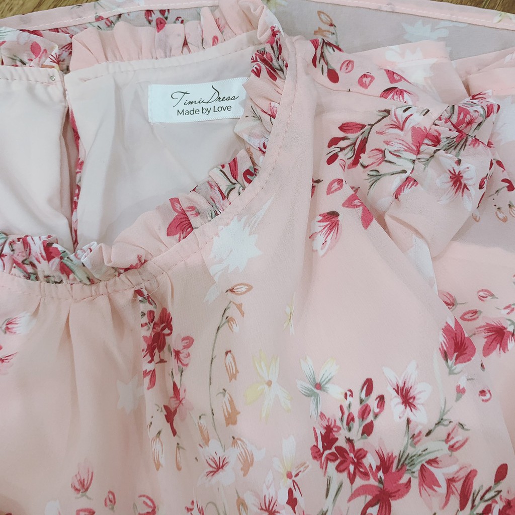 Váy babydoll hoa nhí , đầm baybydoll tay dài DAM0201