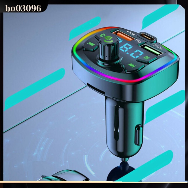 Bộ Truyền Tín Hiệu Fm Bluetooth 5.0 Fm Rảnh Tay Có Hai Cổng Sạc Kép Mp3 Có Đèn Led Nền Dành Cho Ô Tô