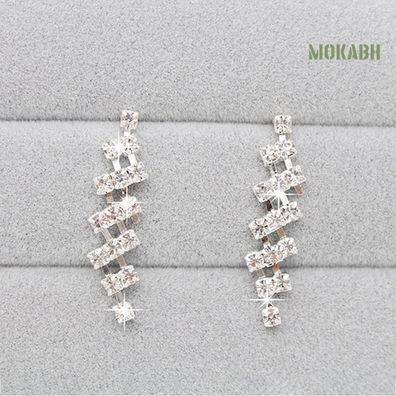 Bộ Vòng cổ + Bông Tai Đính Kim Cương Giả Lấp Lánh Sang Trọng Cho Nữ