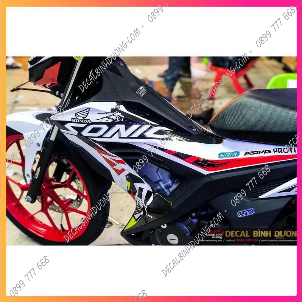 Tem Xe Sonic 150 Trắng Đỏ Đen