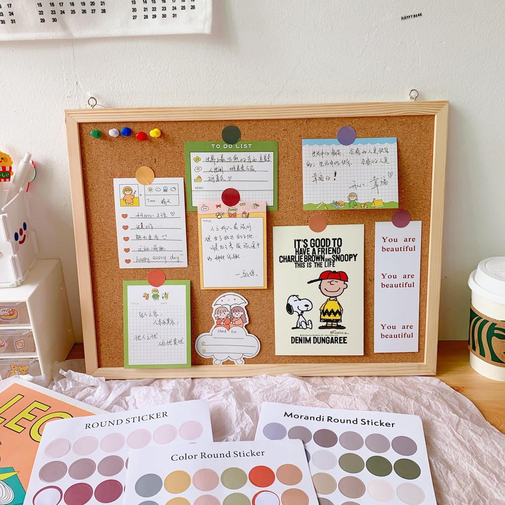 Sticker chấm tròn nhiều màu, sticker vintage trang trí sổ planner bullet journal