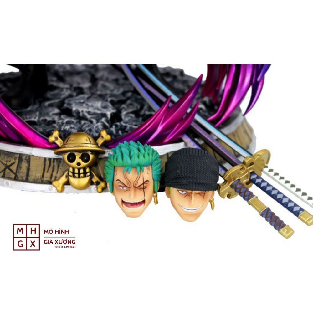 Mô hình  Roronoa Zoro Siêu Đẹp  tam kiếm  cao 36 cm, Nặng 3kg ( 2 Đầu ) - Figure Tượng One Piece