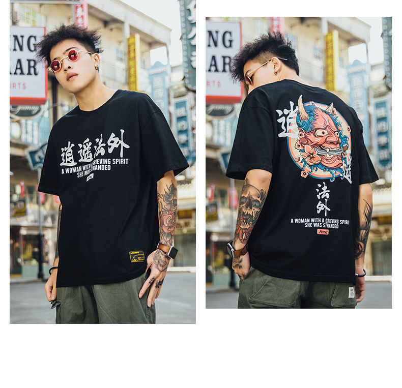 Áo Thun Cổ Tròn Dáng Rộng In Hình Graffiti Cá Tính Trẻ Trung Hợp Thời Trang Cho Nam