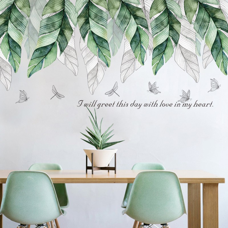 Decal dán tường Sticker dán tường in chất lượng cao có keo mặt sau mẫu hoa lá