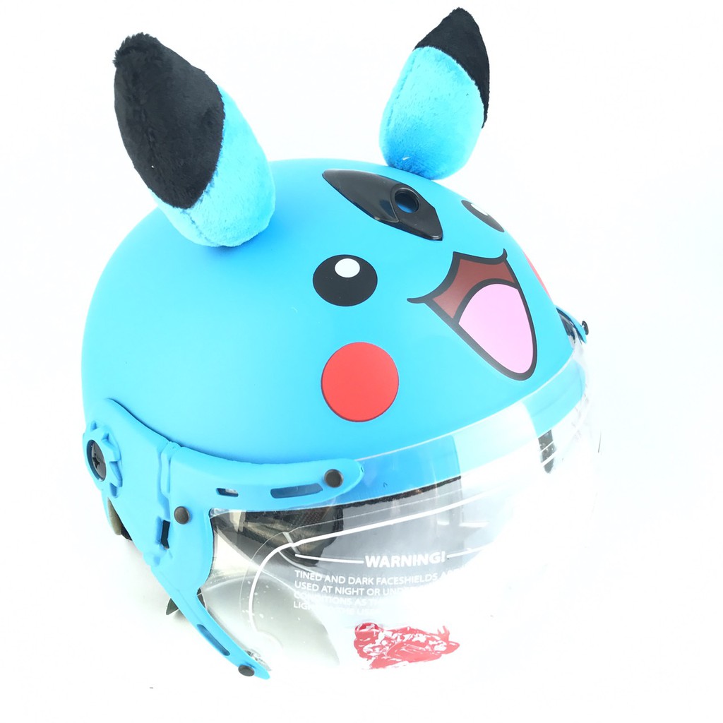 Mũ bảo hiểm trẻ em có kính V&amp;S Helmet hình Pikachu xanh dương