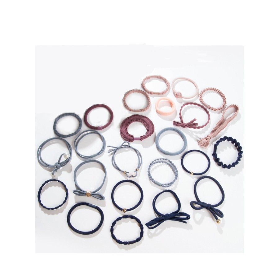 Sét hộp 24 dây buộc tóc xuất Hàn loại tốt HD19