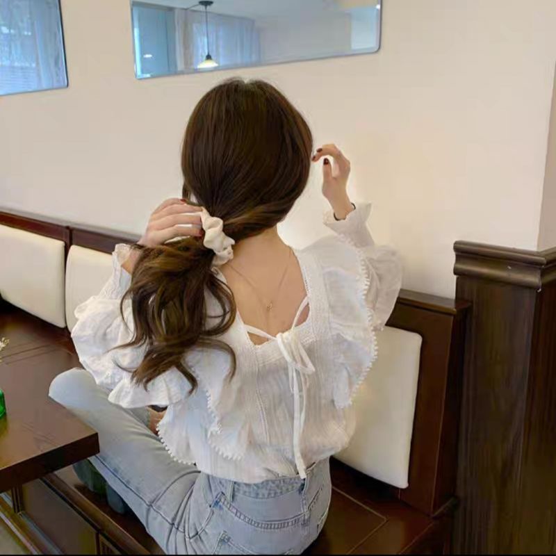 áo kiểu cổ vuông bèo cánh tiên tiểu thư ulzzang
