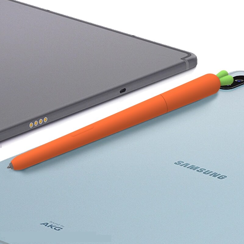 For Samsung Galaxy Tab S6 Lite Pen S7 plus S-Pen pencil Case Cute Cartoon Tablet Stylus Soft carrot Silicone Protective Cover