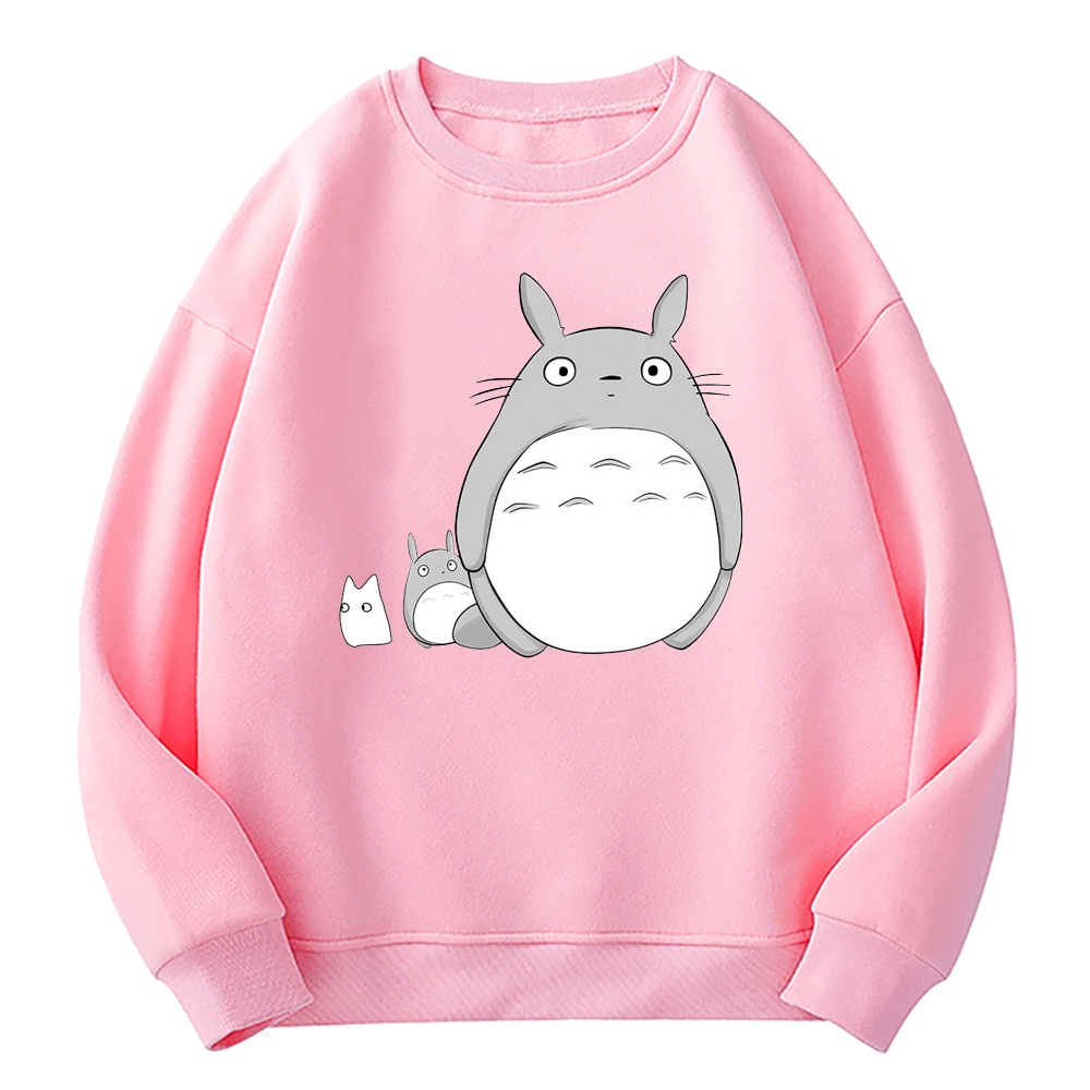 Áo Thun Tay Dài Cổ Tròn In Hoạt Hình Totoro Phong Cách Harajuku Dành Cho Nữ