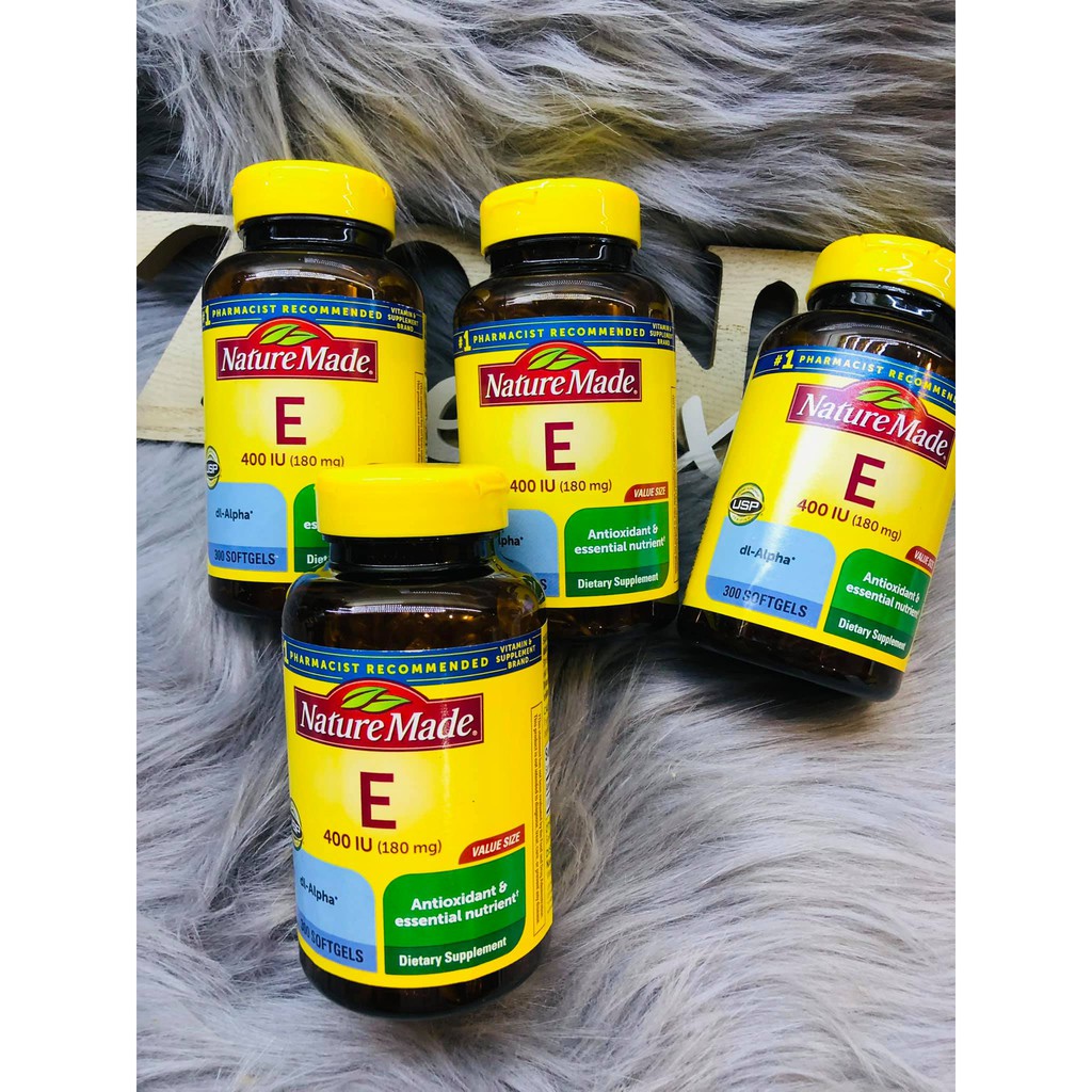 Date 11.2028. Vitamin E Nature Made cũa Mỹ180 mg (400 IU) dl-Alpha, 300 viên.