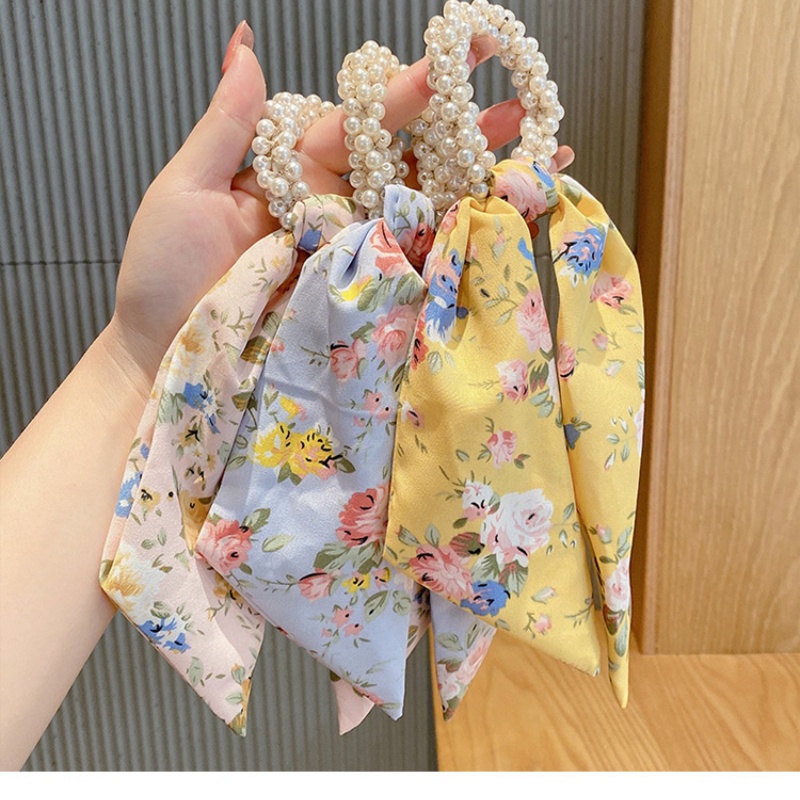 Dây Cột Tóc Mỏng Đính Ngọc Trai Hoa Mới Cho Nữ