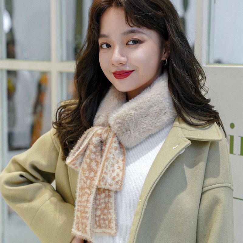 Khăn Quàng Cổ Lông Ấm Áp In Họa Tiết Da Báo Phong Cách Hàn Quốc Cho Nữ