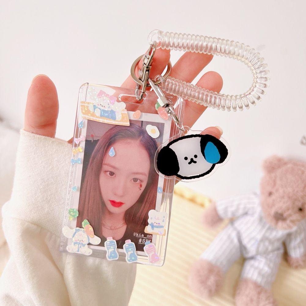 Hộp Đựng Thẻ Ảnh 3 Inch Bằng Acrylic In Họa Tiết Hoạt Hình Mèo Dễ Thương Kèm Móc Khóa Tiện Dụng