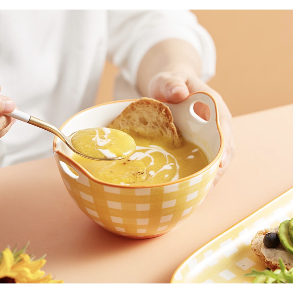 Set dĩa chén gốm sứ họa tiết dễ thương