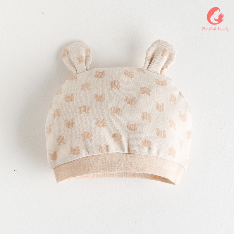 Mũ che thóp cho bé sơ sinh, mũ cotton hữu cơ tự nhiên giữ ấm đầu