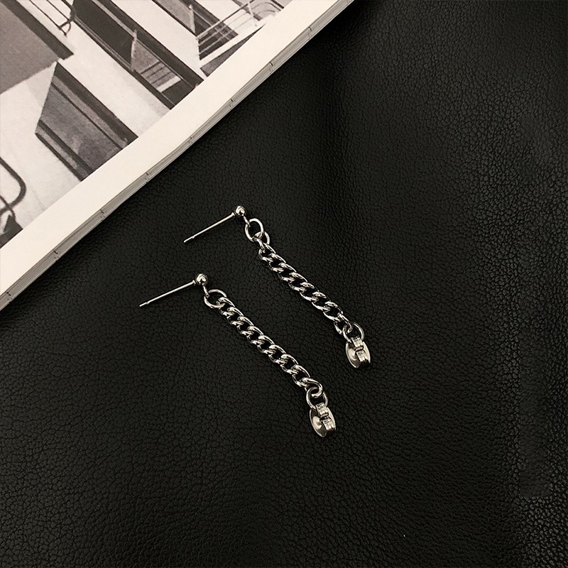 Khuyên Tai Dây Xích Small Kuu Studio Thời Trang Phong Cách Hàn Quốc Màu Bạc  - Hoa tai Unisex không Gỉ -Dây Xích Small