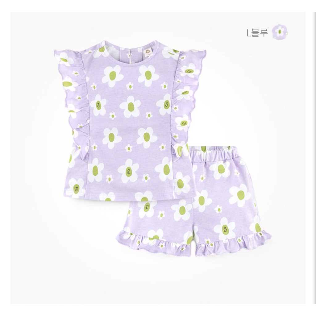 Bộ cotton hoa bèo dọc bé gái MM. HA3014