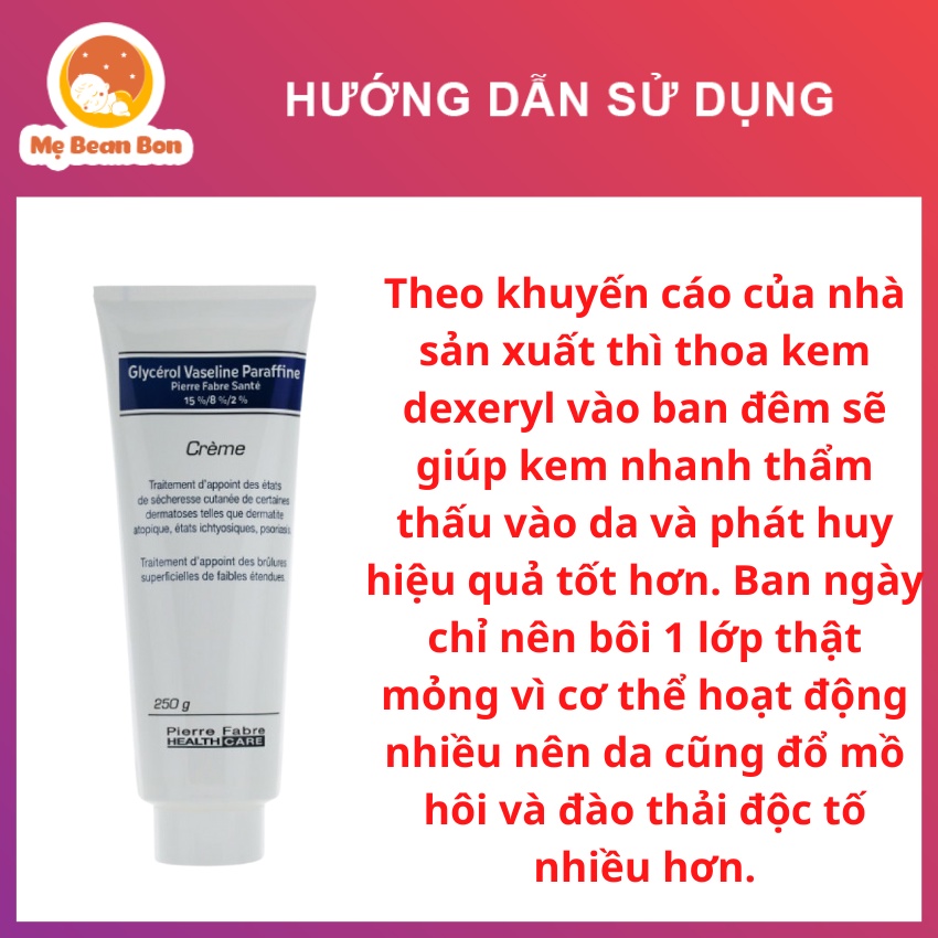 Kem nẻ dưỡng ẩm Dexeryl Creme Pháp (50g+250g) cho da nứt nẻ, chàm sữa, mẩn ngứa rôm sảy cho trẻ sơ sinh và người lớn