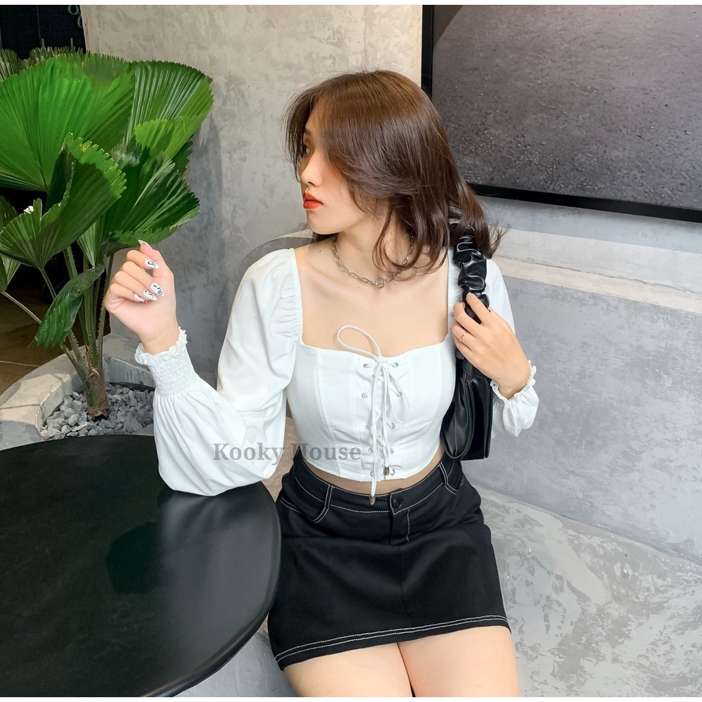 KOOKY HOUSE - ALI TOP - Áo croptop thiết kế thắt dây trước ngực siêu xinh