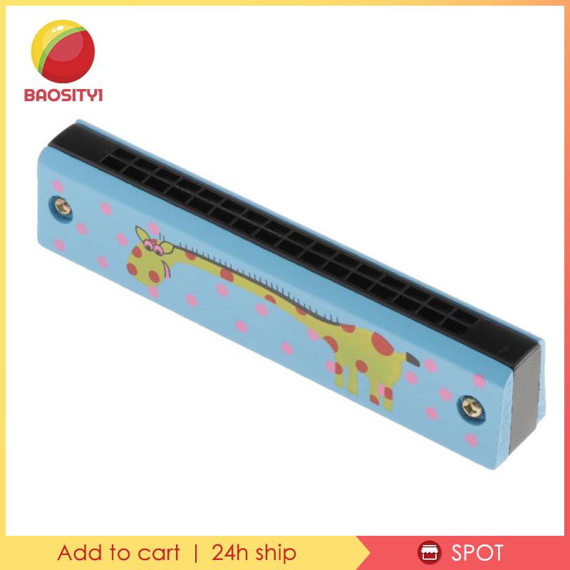 [Baosity1] Kèn Harmonicas Đồ Chơi Mini Bằng Gỗ Sơn Họa Tiết Hươu Cao Cổ Hai Hàng Cho Bé