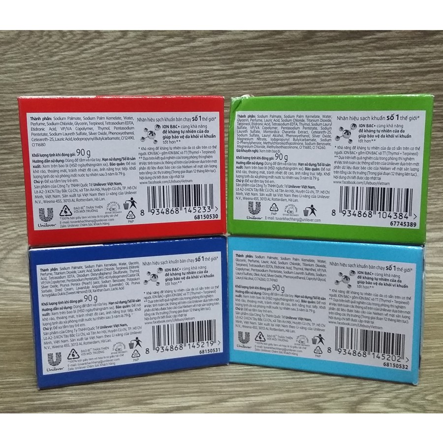 Xà Bông Cục Lifebuoy 90g - Đủ màu, diệt khuẩn