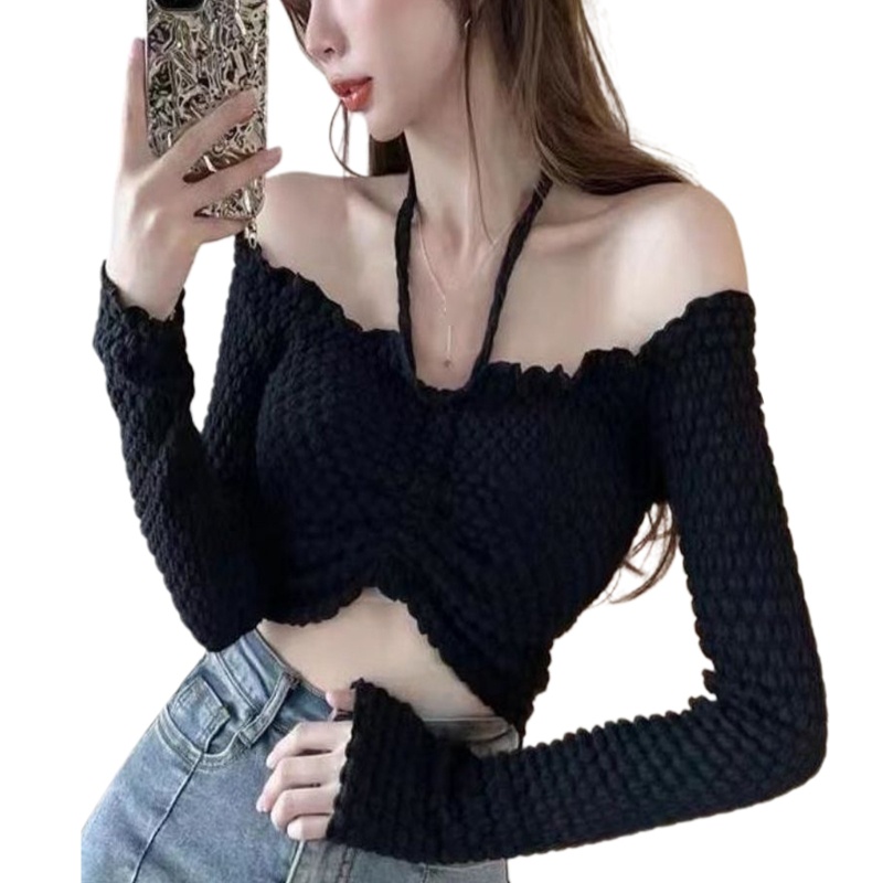 Áo Croptop Tay Dài Màu Sắc Thời Trang Cho Nữ