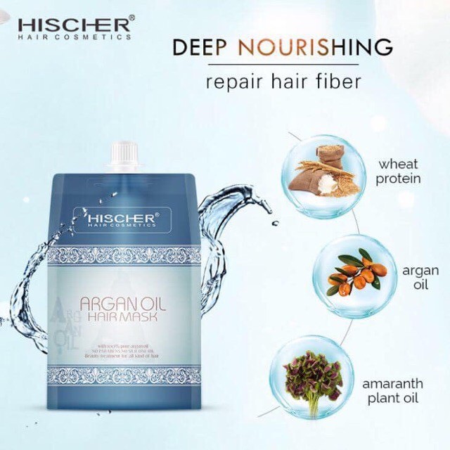 Hấp phục hồi tóc hư tổn HISCHER  COLLAGEN ARGAN OIL 500ml Cam kết hàng chính hãng 100%