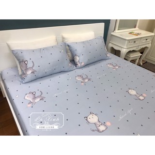 Bộ Ga Gối Lụa Tencel Mèo Cute  ( Ảnh thật 100%)