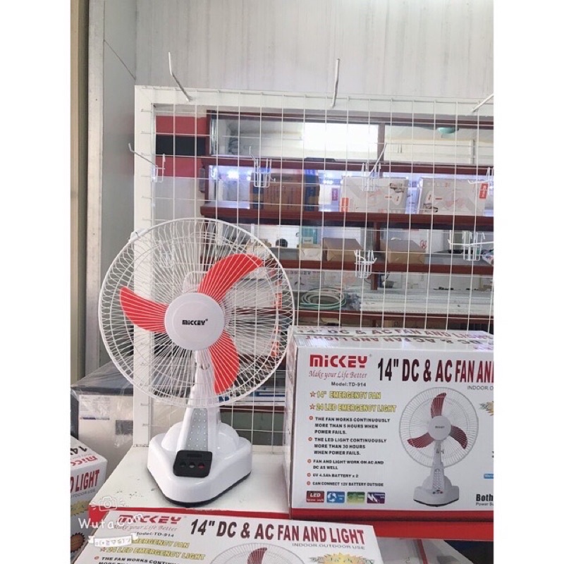 Quạt Tích Điện , Quạt Mickey Có Đèn 12V 2 Ác Quy