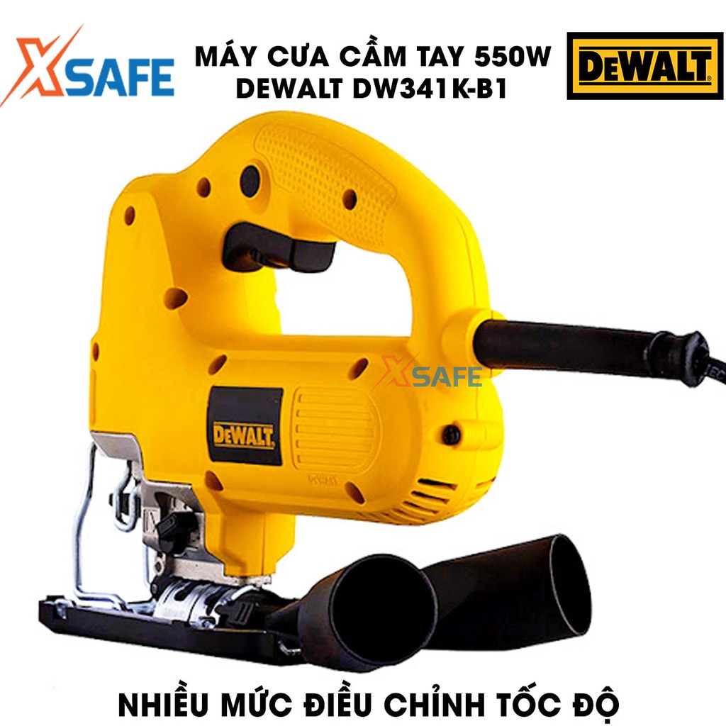 Máy cưa DEWALT DW341K-B1  550W nhiều cấp tốc độ Máy cưa cầm tay DeWalt hộp kim nhôm cao cấp, cưa gỗ 85mm, cưa sắt 10mm