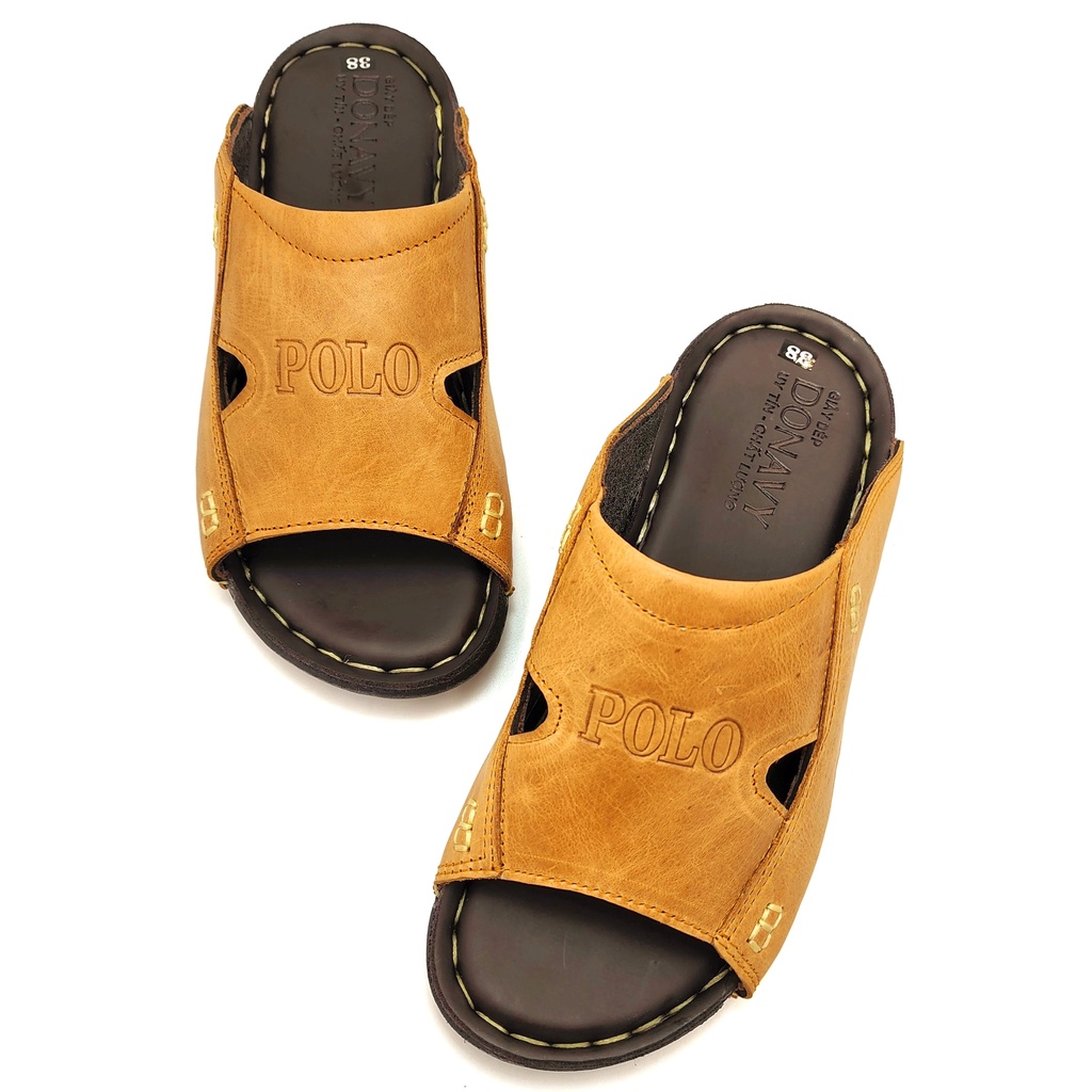 Dép su quai ngang nam da bò thật cao cấp, dép thời trang-Kinson Shop