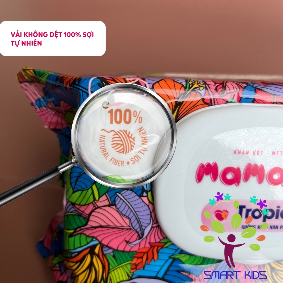 Khăn ướt Mamamy tropical premium - Combo 6 gói có nắp 60 tờ