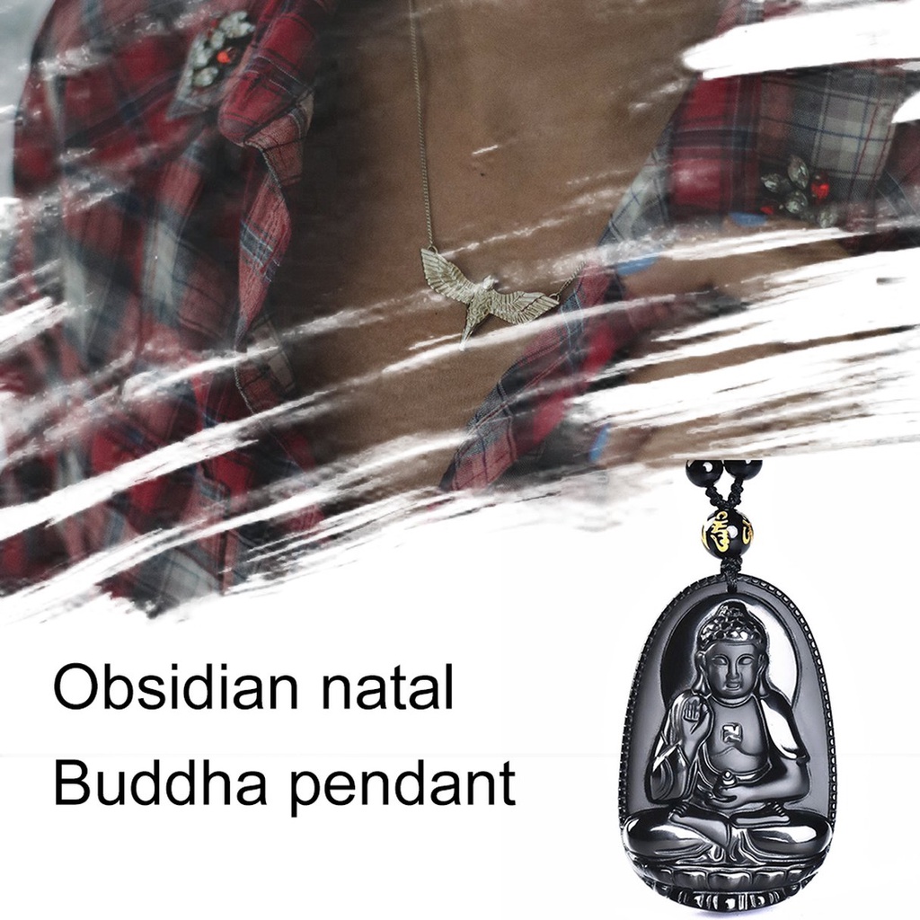 Mặt Vòng cổ Đá Ngọc Bích Đen Hình Phật Dành Cho Nam Và Nữ