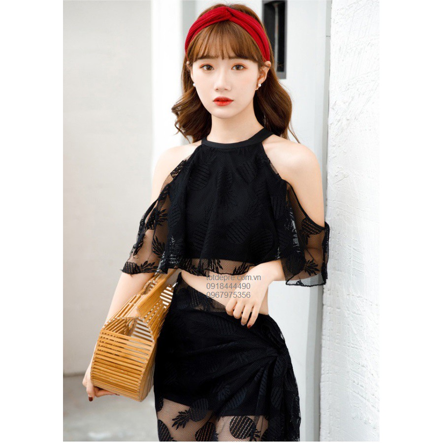 Bộ bơi 3 chiết tiết kèm choàng ren