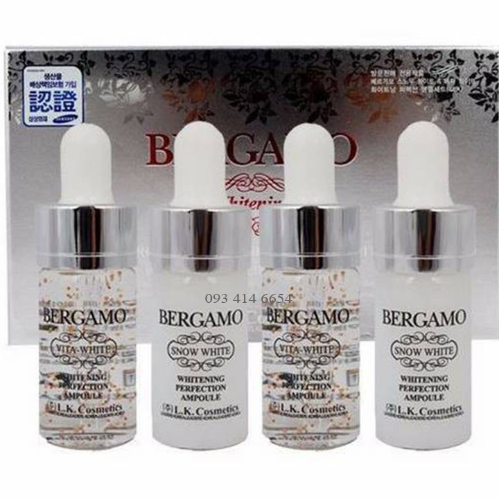 Tinh Chất Serum Bergamo Snow White & Viva White Whitening Perfection Ampoule set 4 Màu Trắng