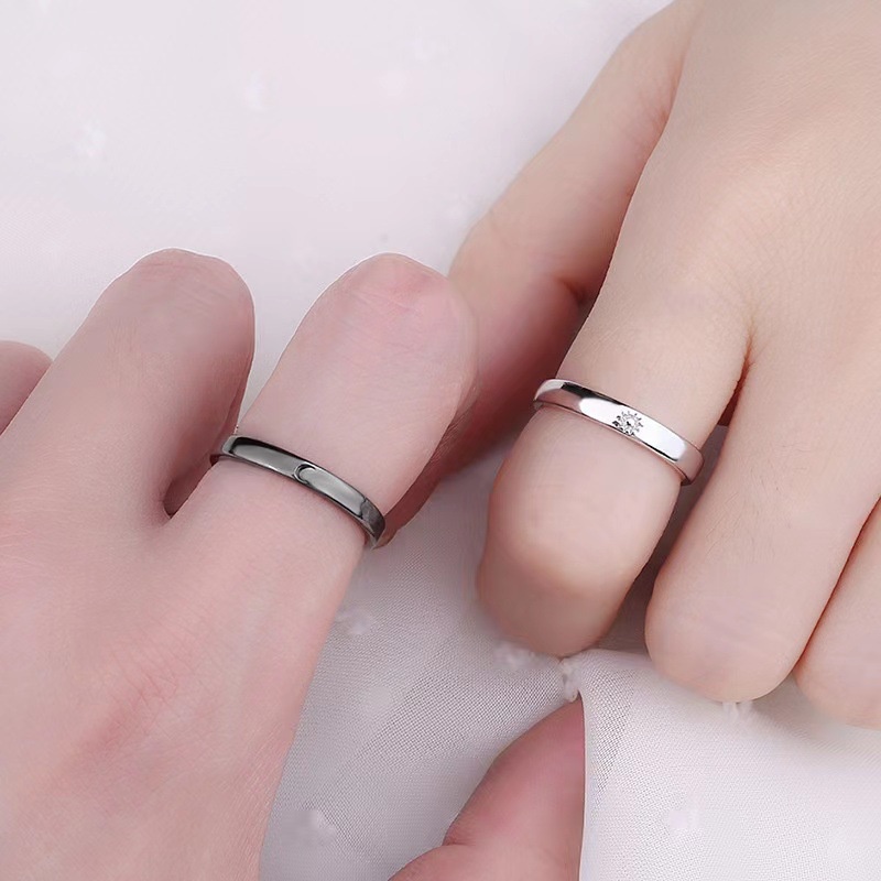 2 Pieces Set Of Adjustable Open Rings For Couples Matching Sun Moon Friendship YKT